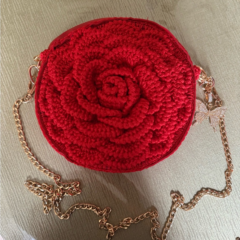 Red Crochet Floral Crossbody Bag - Unbranded - Picture 5 of 5